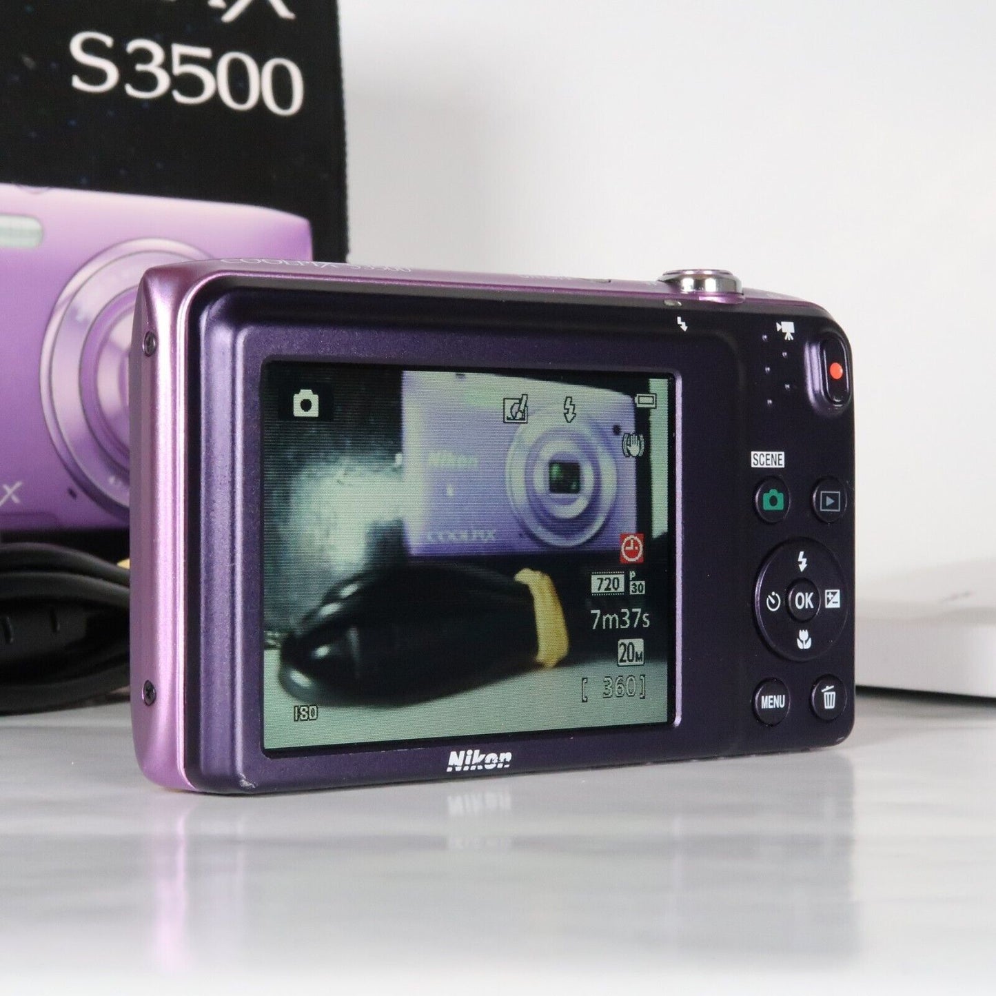 Nikona CoolPix S3500 20.1MP Digital Camera Purple – Mint Condition, Original Packaging