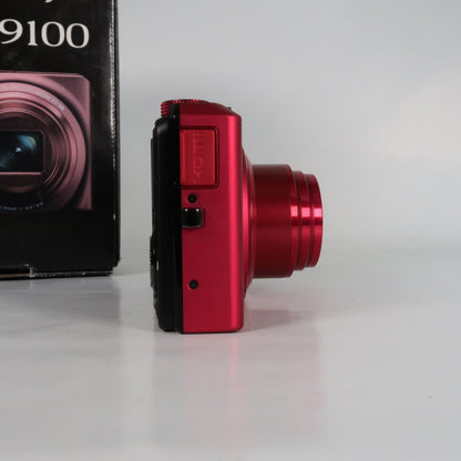 Nikona Coolpix S9100 12.1MP 18x Digital Camera Red, Case, SD Card – Very Good
