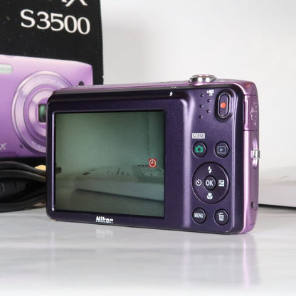 Nikona CoolPix S3500 20.1MP Digital Camera Purple – Mint Condition, Original Packaging
