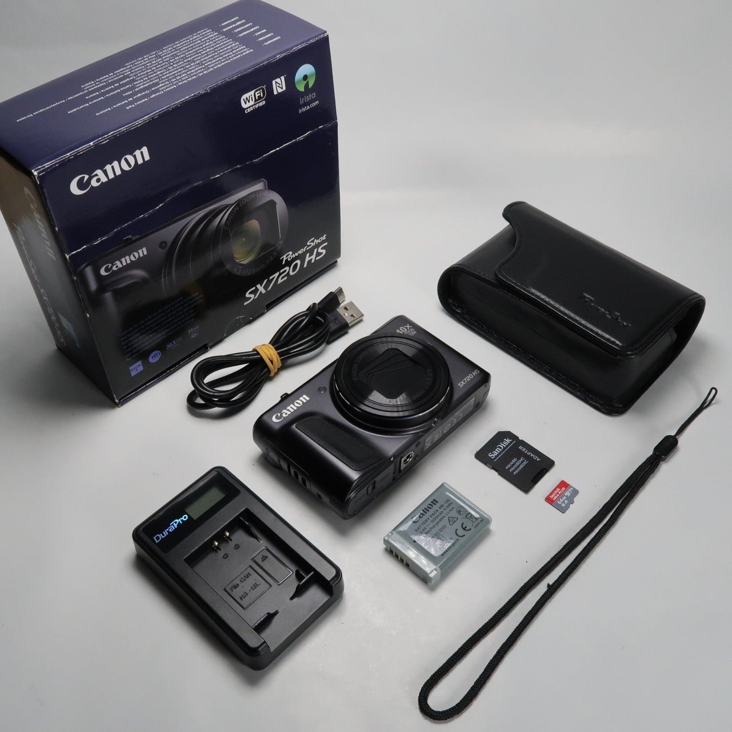 Cenon PowerShot SX720 HS 20.3MP 40x Digital Camera Black + Case + 64GB SD Card