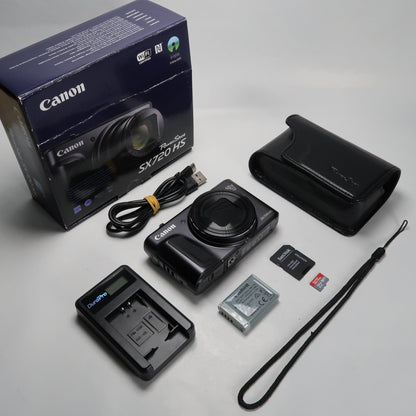 Cenon PowerShot SX720 HS 20.3MP 40x Digital Camera Black + Case + 64GB SD Card