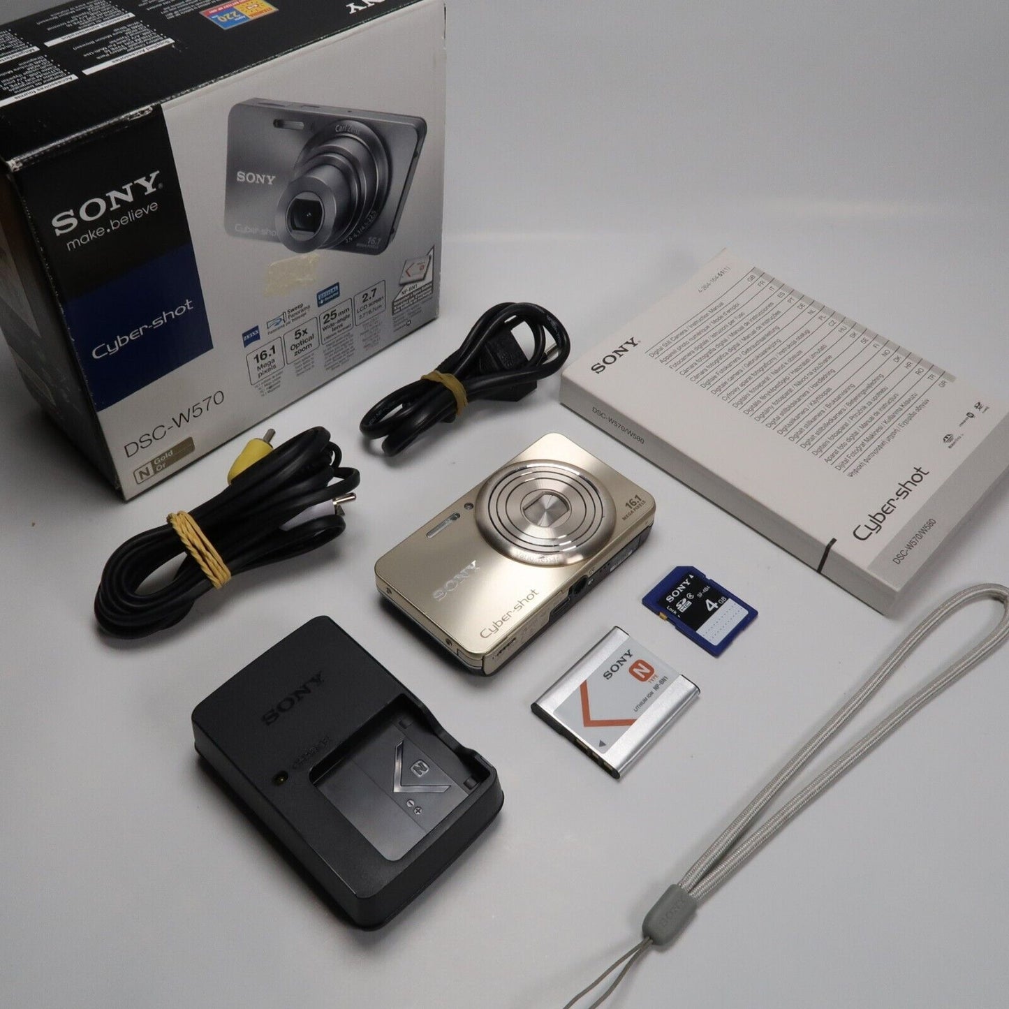 Soney Cyber-Shot DSC-W570 16.1MP 5x Digital Camera Gold – Very Good