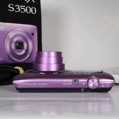 Nikona CoolPix S3500 20.1MP Digital Camera Purple – Mint Condition, Original Packaging
