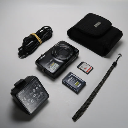 Nikona Coolpix S6300 16MP Compact Digital Camera – 10x Zoom, Case, SD Card