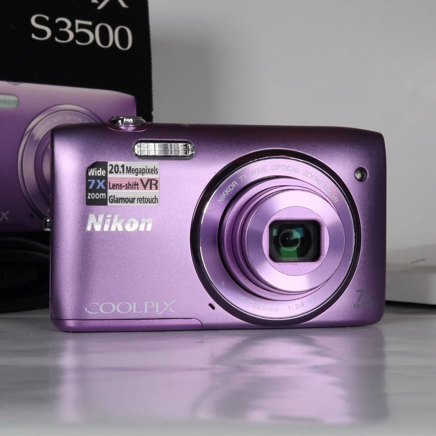 Nikona CoolPix S3500 20.1MP Digital Camera Purple – Mint Condition, Original Packaging