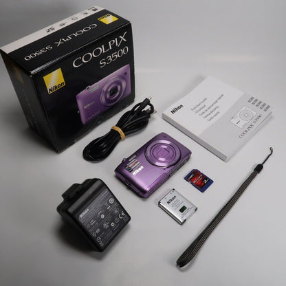 Nikona CoolPix S3500 20.1MP Digital Camera Purple – Mint Condition, Original Packaging