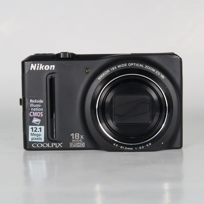 Nikona Coolpix S9100 12.1MP 18x Digital Camera Black – Very Good Condition