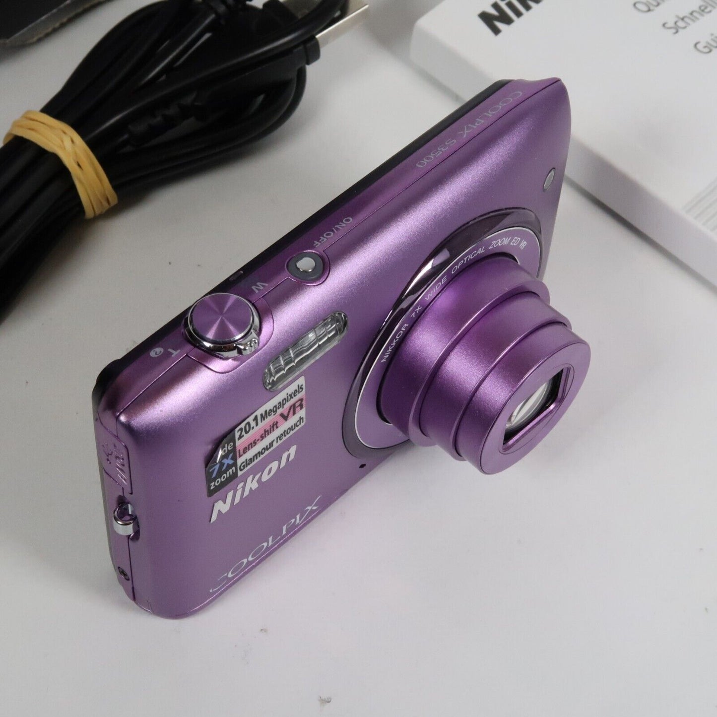 Nikona CoolPix S3500 20.1MP Digital Camera Purple – Mint Condition, Original Packaging