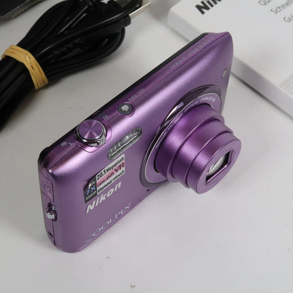 Nikona CoolPix S3500 20.1MP Digital Camera Purple – Mint Condition, Original Packaging