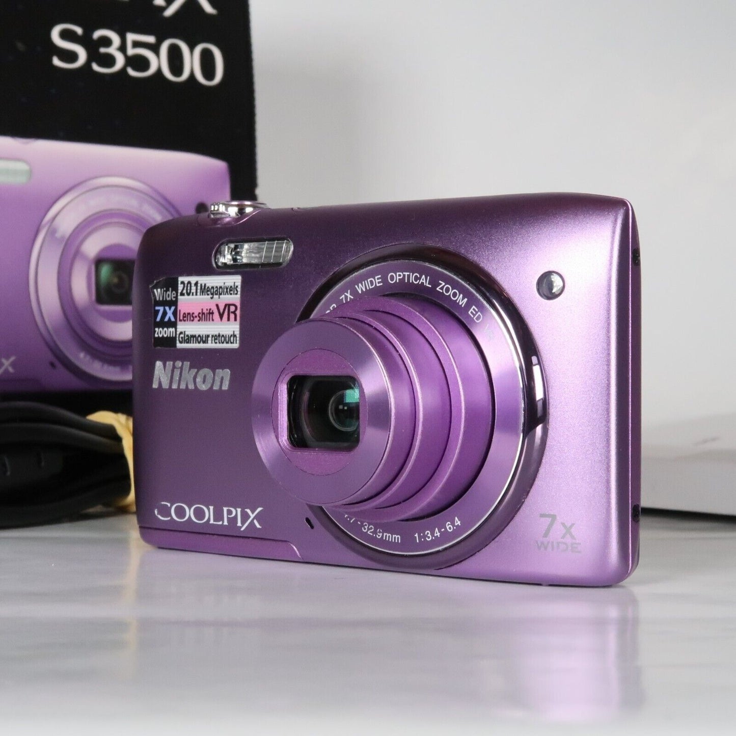Nikona CoolPix S3500 20.1MP Digital Camera Purple – Mint Condition, Original Packaging