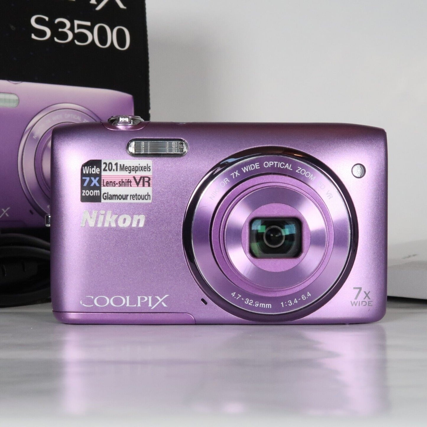 Nikona CoolPix S3500 20.1MP Digital Camera Purple – Mint Condition, Original Packaging