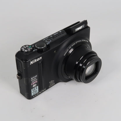 Nikona Coolpix S9100 12.1MP 18x Digital Camera Black – Very Good Condition