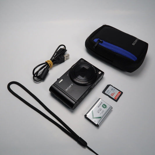Soney Cyber-Shot DSC-WX300 18.2MP Digital Camera Black with Case and 32GB SD Card