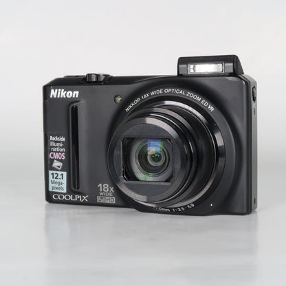 Nikona Coolpix S9100 12.1MP 18x Digital Camera Black – Very Good Condition