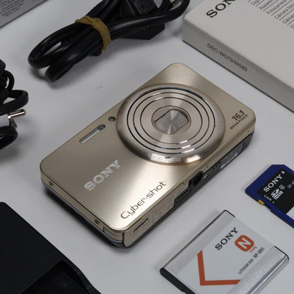 Soney Cyber-Shot DSC-W570 16.1MP 5x Digital Camera Gold – Very Good