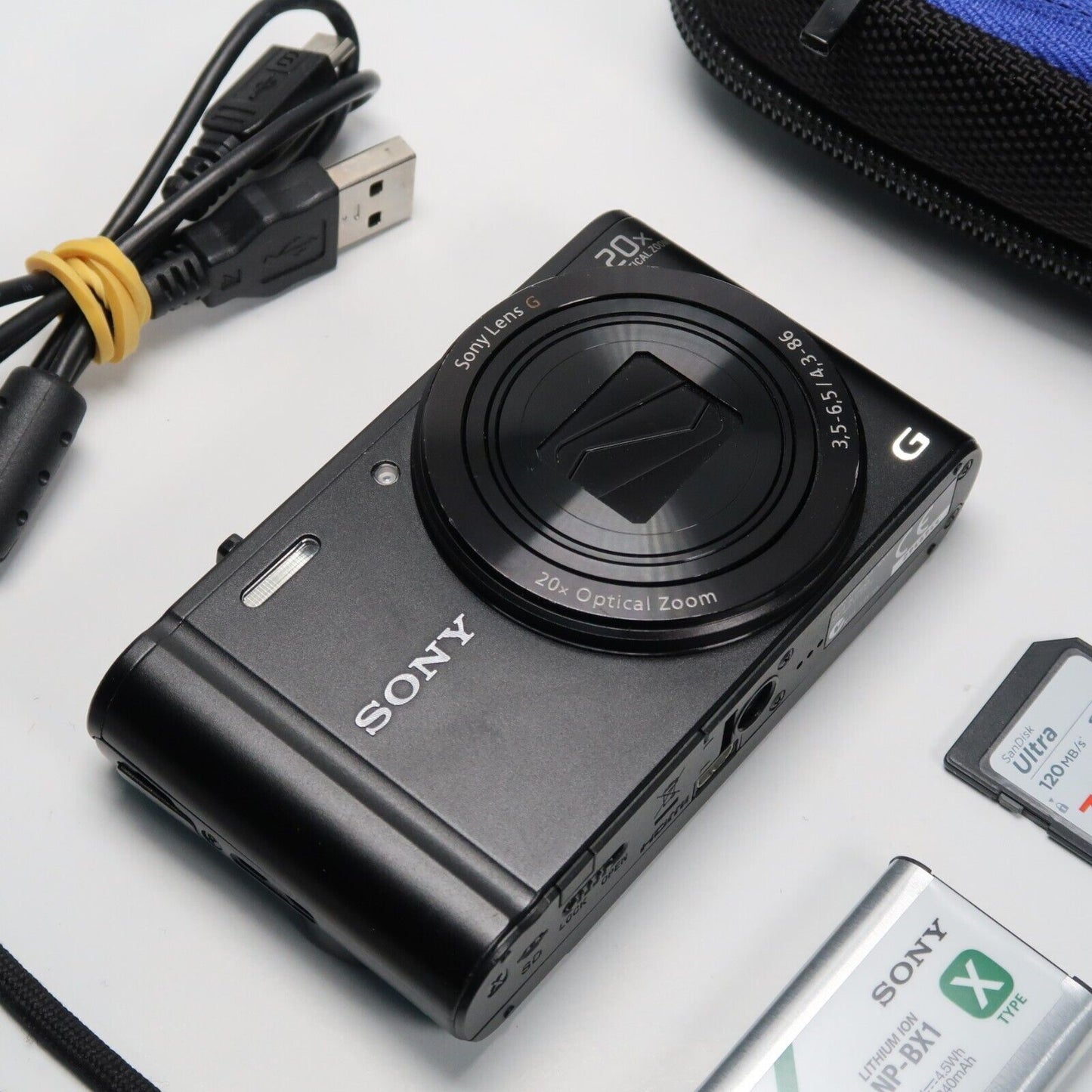 Soney Cyber-Shot DSC-WX300 18.2MP Digital Camera Black with Case and 32GB SD Card