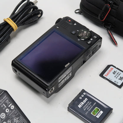 Nikona Coolpix S9100 12.1MP 18x Digital Camera Black – Very Good Condition