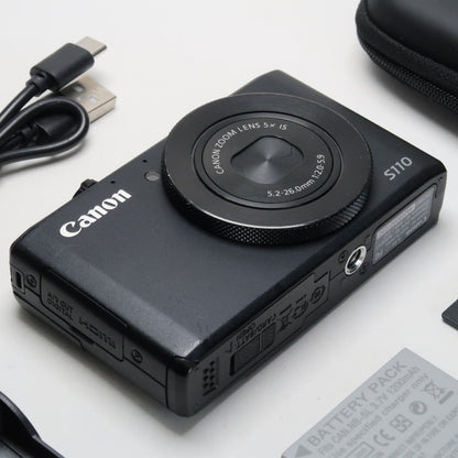 Cenon PowerShot S110 12.1MP Digital Camera – Black, Case, SD Card – Excellent